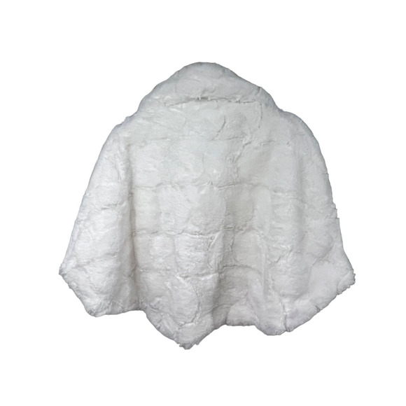 Nina Leonard White Faux Fur Capelet Wrap Jacket Coat Small Button Up Bling New - Picture 2 of 11